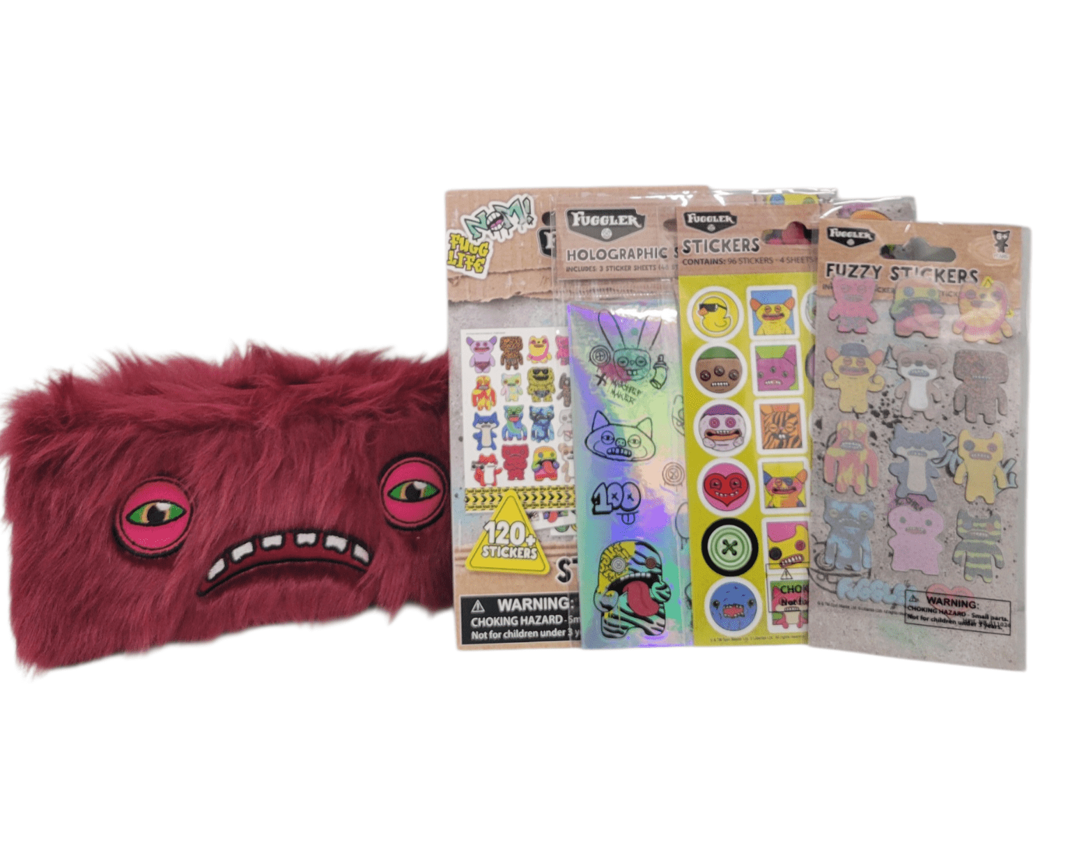 Fuggler Fuzzy Red Pencil Case with 4 Sticker Packs