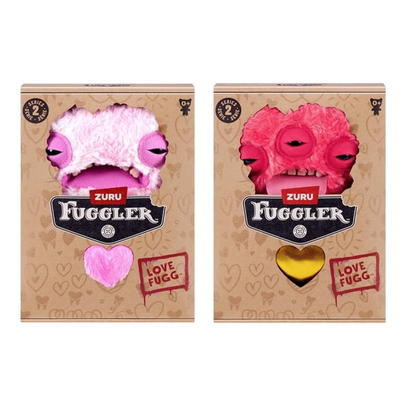 Fuggler Love Fugg Series 2 Plush Figures, Pink & Red, 2 Pack