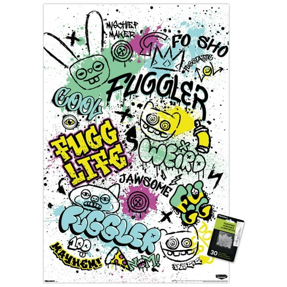 Fuggler - Mayhem Graffiti Wall Poster with Pushpins, 22.375" x 34"