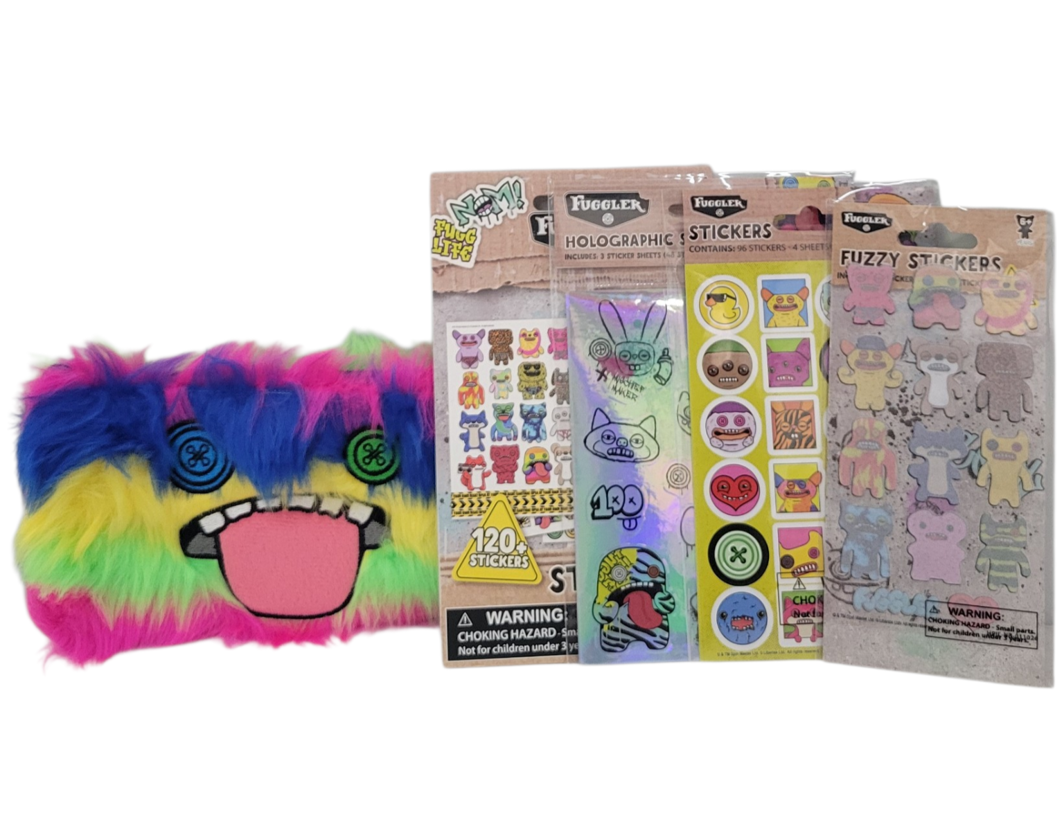 Fuggler Oogah Boogah Rainbow Pencil Case with 4 Sticker Packs