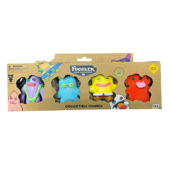 Fuggler Series 2 Collectible Figures 4-Pack, 2.5" Figures, Sasquoosh, Rabid Rabbit, Spongebob, Gaptooth McGoo