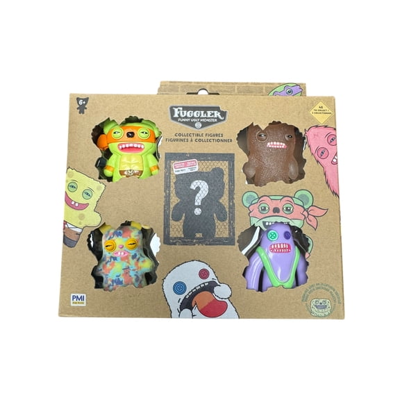 Fuggler Series 2 Collectible Figures 5-Pack, 2.5" Figures: Michaelangelo, Munch Munch, Rabid Rabbit, Sasquoosh, MYSTERY figure
