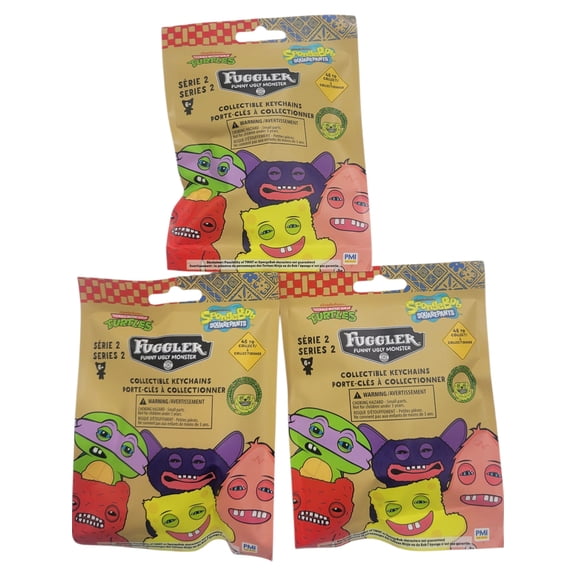 Fuggler Series 2 Collectible Keychains Mystery Blind Bag 3 Pack– 1 Random Keychain, 46 Styles to Collect