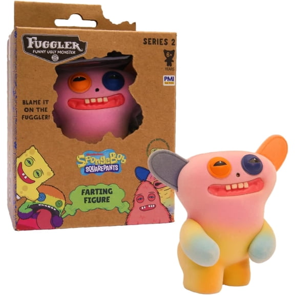 Fuggler Series 2 Farting Figures Sensor-Activated Noisy Collectible Figure with Hidden Sound Surprise Creepy Expressions Weird Fun (Grin Grin)