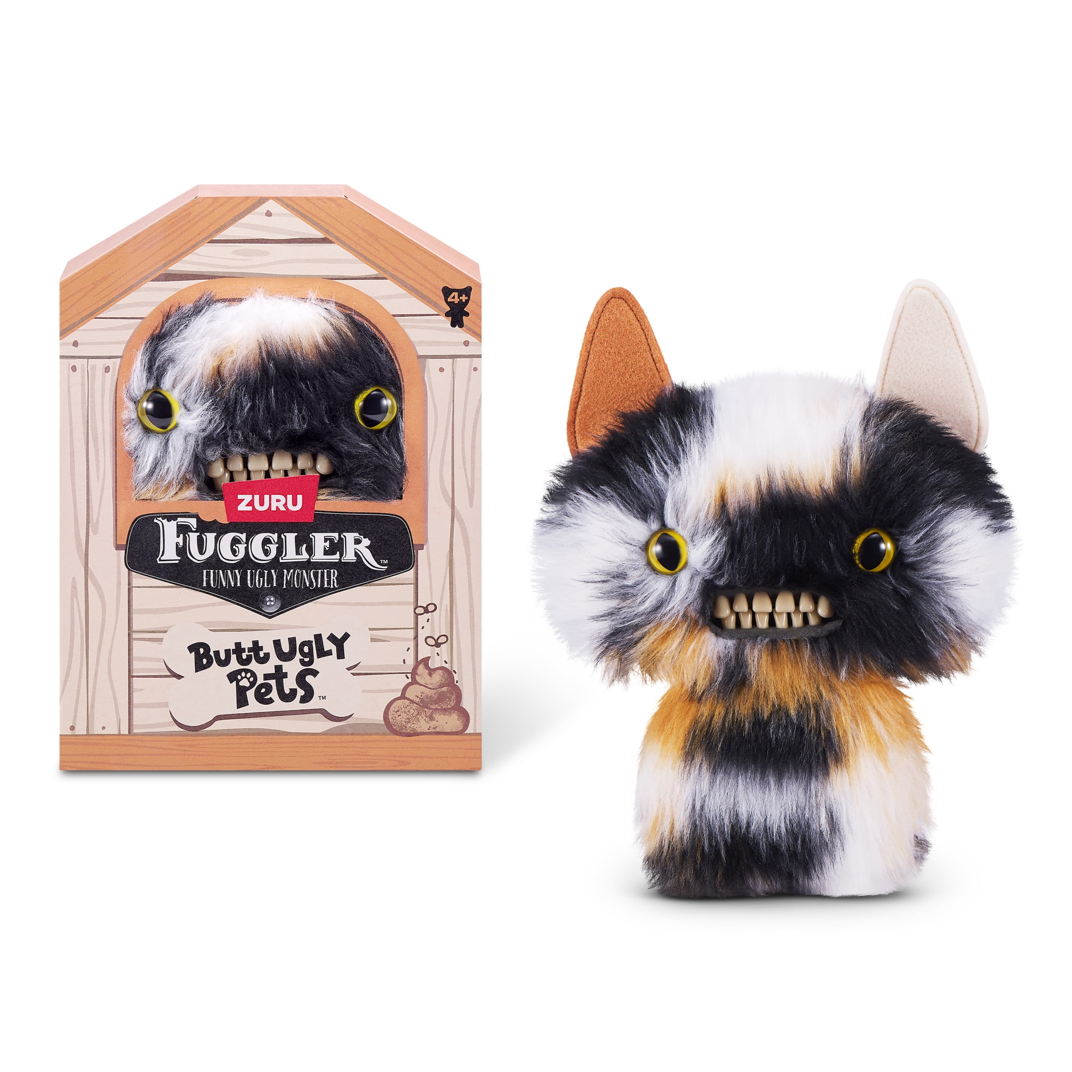 Fuggler Butt Ugly Pets 9 inch (Cheezee - Calico Cat), Ugly Monster Stuffed Animal Toy by ZURU