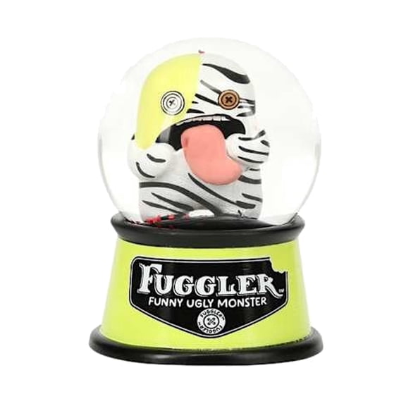 Fugglers Figure in Mini Snow Globe - Striped Oogah Boogah in Yellow Paint with Red Falling Snow