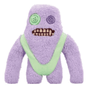 Fugglers GLOW FUGG Plush Stuffed Animal Funny Ugly Monster - Purple Sasquoosh