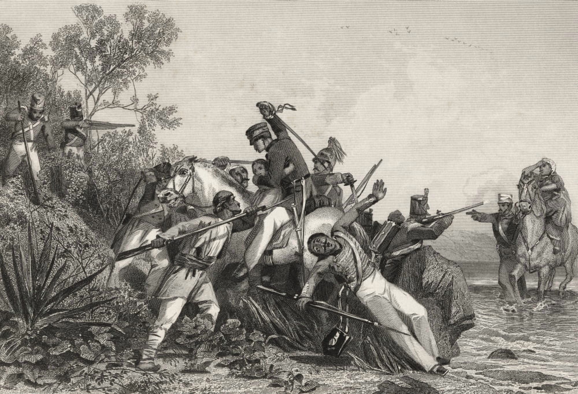 Fugitive British Officers And Their Families Attacked By Mutineers From The History Of The Indian Mutiny Published 1858 Canvas Art - Ken Welsh Design Pics (18 x 12)