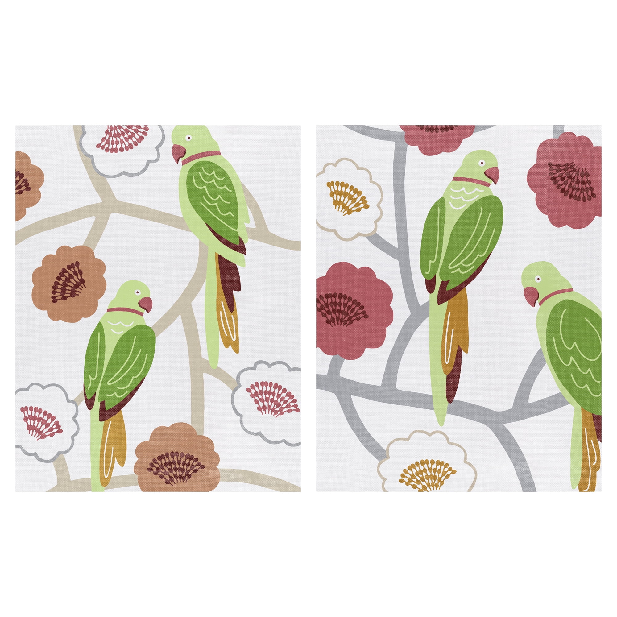 Fuglar Crimson, Titan by Kristine Hegre Parrot Birds Canvas Art Set of 2