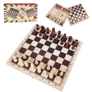 Fugocen 3-in-1 Chess, Checkers, Backgammon Board Game Set, Portable, 11.4"