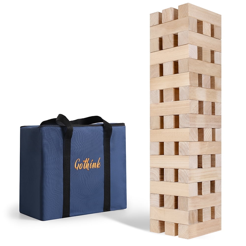 Fugocen Giant Jumbling Tower Party Game Wood Blocks with Carry Bag for Kids and Adults Stack to Over 6FT 51 Pcs
