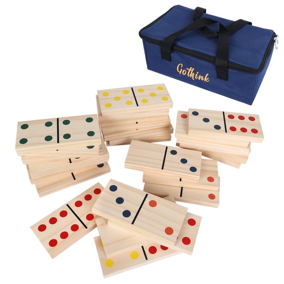 Fugocen Giant Wooden Dominoes Set Outdoor Lawn Game for Adults and Kids, 28 Count