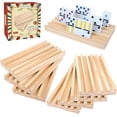 thumbnail image 1 of Fugocen Wood Domino Racks Set of 8 Trays Holders for Mexican Train, Chicken Foot 7.5", 1 of 7