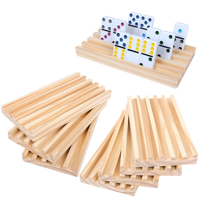 Double Stack Domino Rack Fugocen Wood Domino Racks Set of 8 Trays Holders for Mexican Train ...