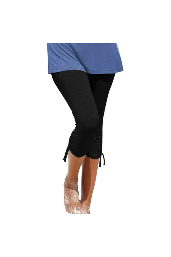 Midrise Curvy Capri Pants Capri Medium Size Womens Plus Size Clearance Under 5 Womens Summer Casual Drawstring Solid Cropped Pants
