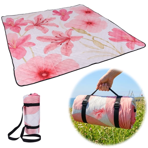 Fuilayi 78x78 Inch Outdoor Waterproof and Moisture-proof Picnic Mat, Portable Integrated Storage Design with Shoulder Strap, Can Accommodate 6-8 People, Suitable for Camping, Beach (Red)