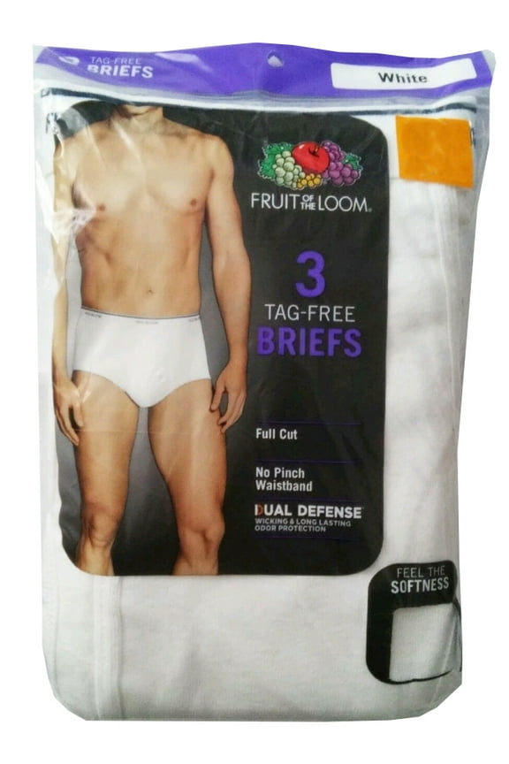 Fuit Of The Loom Men's 3 Pack Tag Free Full Cut Cotton Briefs White Small