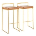 thumbnail image 1 of Fuji Contemporary Barstool In Gold With Camel Faux Leather - Set Of 2, 1 of 8