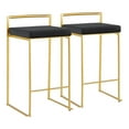 thumbnail image 1 of Fuji Contemporary Counter Stool in Gold with Black Velvet Cushion by LumiSource - Set of 2, 1 of 7