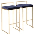 thumbnail image 1 of Fuji Contemporary-Glam Stackable Barstool in Gold with Blue Velvet Cushion by LumiSource - Set of 2, 1 of 8