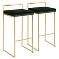 thumbnail image 1 of Fuji Contemporary-Glam Stackable Barstool in Gold with Green Velvet Cushion by LumiSource - Set of 2, 1 of 7