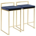 thumbnail image 1 of Fuji Contemporary-Glam Stackable Counter Stool In Gold With Blue Velvet Cushion - Set Of 2, 1 of 7