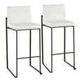 thumbnail image 1 of Fuji Contemporary High Back Barstool In Black Steel And White Faux Leather - Set Of 2, 1 of 7