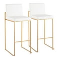 thumbnail image 1 of Fuji Contemporary High Back Barstool In Gold Steel And White Faux Leather - Set Of 2, 1 of 7