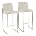 thumbnail image 1 of Fuji Contemporary High Back Barstool In Stainless Steel And Beige Fabric - Set Of 2, 1 of 7