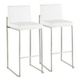 thumbnail image 1 of Fuji Contemporary High Back Barstool In Stainless Steel And White Faux Leather - Set Of 2, 1 of 7
