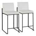thumbnail image 1 of Fuji Contemporary High Back Counter Stool In Black Steel And White Faux Leather - Set Of 2, 1 of 7
