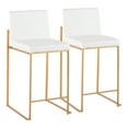 thumbnail image 1 of Fuji Contemporary High Back Counter Stool In Gold Steel And White Faux Leather - Set Of 2, 1 of 7