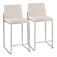 thumbnail image 1 of Fuji Contemporary High Back Counter Stool In Stainless Steel And Beige Fabric - Set Of 2, 1 of 8