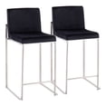 thumbnail image 1 of Fuji Contemporary High Back Counter Stool In Stainless Steel And Black Velvet - Set Of 2, 1 of 8
