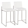 thumbnail image 1 of Fuji Contemporary High Back Counter Stool In Stainless Steel And White Faux Leather - Set Of 2, 1 of 8
