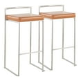 thumbnail image 1 of Fuji Contemporary Stackable Barstool With Camel Faux Leather - Set Of 2, 1 of 8