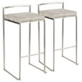 thumbnail image 1 of Fuji Contemporary Stackable Barstool in Stainless Steel with Light Grey Cowboy Fabric Cushion by LumiSource - Set of 2, 1 of 8