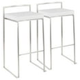 thumbnail image 1 of Fuji Contemporary Stackable Barstool in Stainless Steel with White Velvet Cushion by LumiSource - Set of 2, 1 of 7