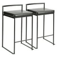 thumbnail image 1 of Fuji Contemporary Stackable Counter Stool In Black With Black Faux Leather Cushion - Set Of 2, 1 of 7