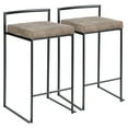 thumbnail image 1 of Fuji Contemporary Stackable Counter Stool In Black With Brown Cowboy Fabric Cushion - Set Of 2, 1 of 7