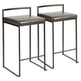 thumbnail image 1 of Fuji Contemporary Stackable Counter Stool In Black With Brown Faux Leather Cushion - Set Of 2, 1 of 7