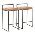thumbnail image 1 of Fuji Contemporary Stackable Counter Stool In Black With Camel Faux Leather Cushion - Set Of 2, 1 of 7