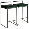 thumbnail image 1 of Fuji Contemporary Stackable Counter Stool In Black With Green Velvet Cushion - Set Of 2, 1 of 7