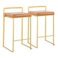thumbnail image 1 of Fuji Contemporary Stackable Counter Stool In Gold With Camel Faux Leather Cushion - Set Of 2, 1 of 7