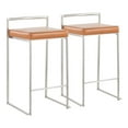 thumbnail image 1 of Fuji Contemporary Stackable Counter Stool In Stainless Steel With Camel Faux Leather Cushion - Set Of 2, 1 of 7