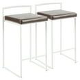 thumbnail image 1 of Fuji Contemporary Stackable Counter Stool In White With Brown Faux Leather Cushion - Set Of 2, 1 of 7