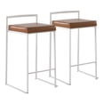 thumbnail image 1 of Fuji Contemporary Stackable Counter Stool In White With Camel Faux Leather Cushion - Set Of 2, 1 of 7