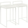 thumbnail image 1 of Fuji Contemporary Stackable Counter Stool In White With White Faux Leather Cushion - Set Of 2, 1 of 7
