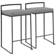 thumbnail image 1 of Fuji Contemporary Stackable Counter Stool in Black with Grey Faux Leather Cushion by LumiSource - Set of 2, 1 of 7