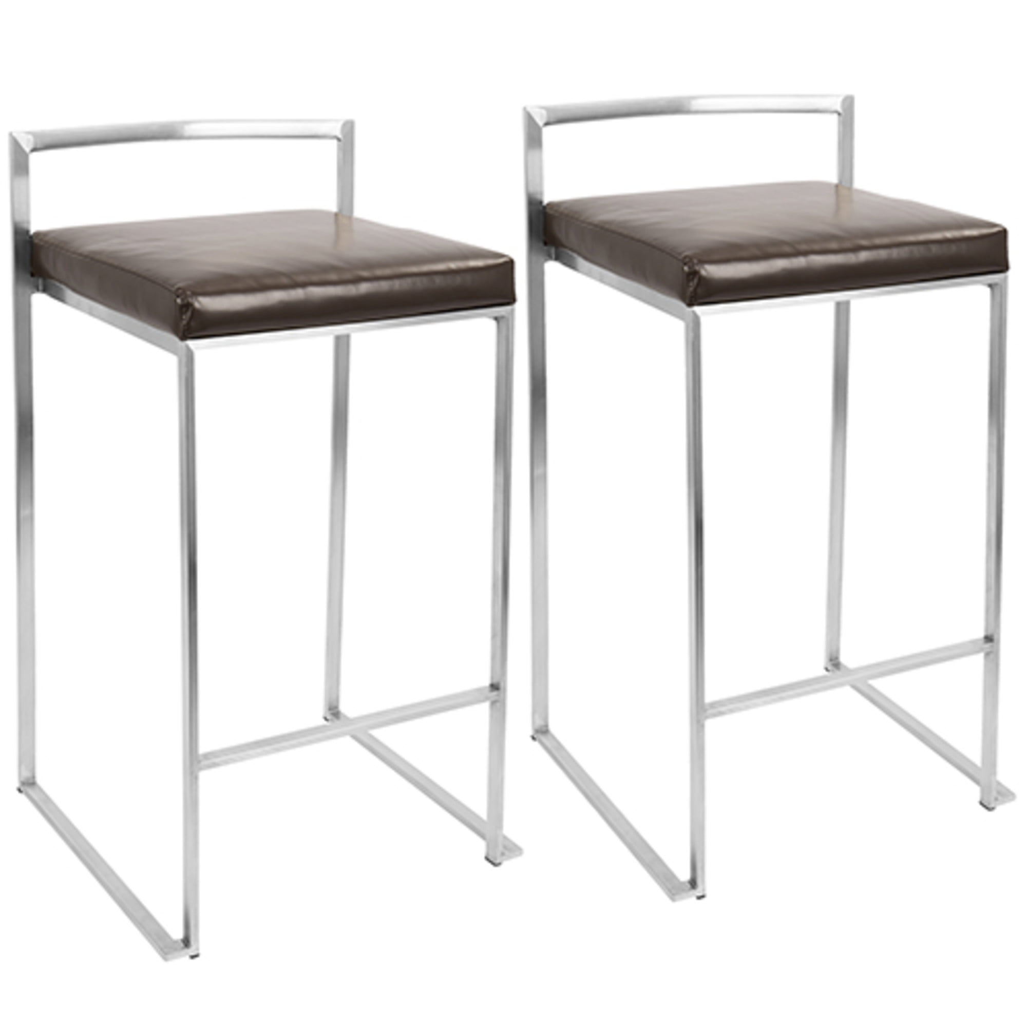 Modern Fuji Brown Faux Leather Counter Stool, 16"x18"x31"